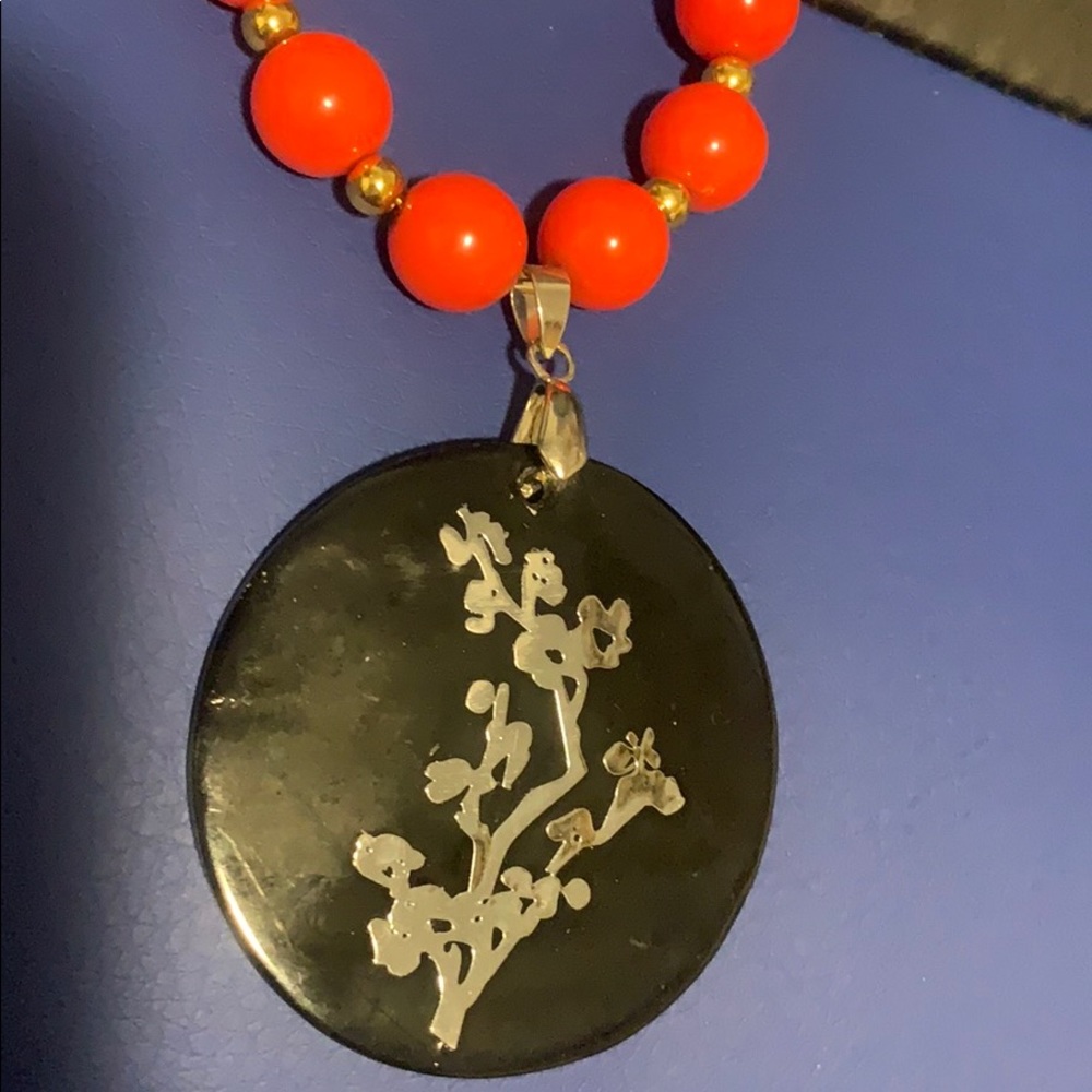 - New seashell necklace asian style black Y2k